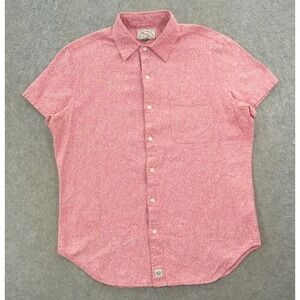 Deus Ex Machina Shirt Mens Medium Pink Button Short Sleeve Streetwear Y2K Retro